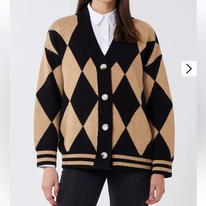 Black and Tan Argyle Women's Sweater